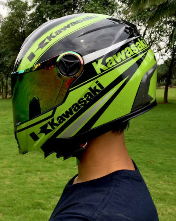 Для мотоцикла Kawasaki Профессиональный гоночный шлем классический зеленый