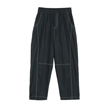 

LANMREM 2020 spring new Tightness Waist loose korean fashion black Haren Pants for women Personality casual toursers hot YH779