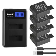 4 аккумулятора для экшн камеры + двойное зарядное устройство USB с