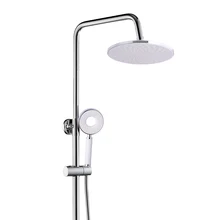 

Round White Self-Cleaning ABS Plastic Faucet Accessories Rainfall Nozzle Bathroom 3 Functions Handheld Top Shower Head Set