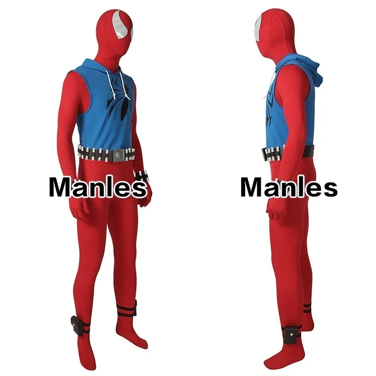 Костюм паука Скарлет Marvel, костюм паука, домашний костюм, карнавальный костюм супергероя Человека-паука для взрослых, комбинезон с капюшоном на Хэллоуин