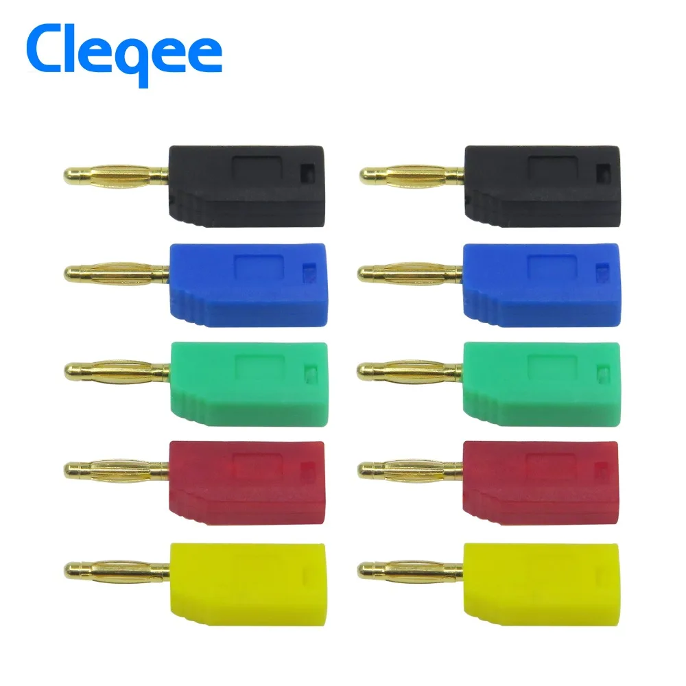 

Cleqee P3012 10 шт. 2 мм банановый штекер Джек позолоченный медный Штабелируемый соединитель для связующей стойки тестовые датчики 5 цветов