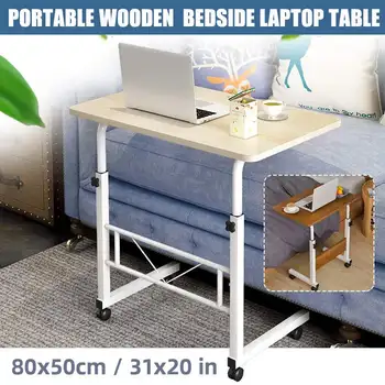 

Computer Table Adjustable Portable Laptop Desk Rotate Laptop Bed Table Can be Lifted Standing Desk Bedroom Bedside 80x50CM