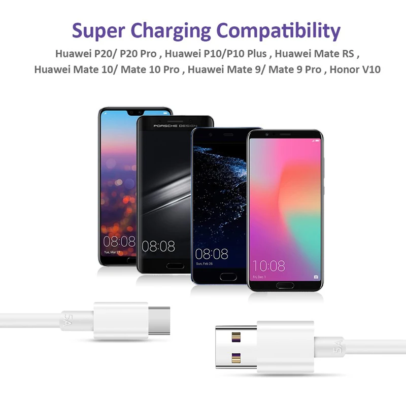 USB C кабель 5A Supercharge type C USB быстрое зарядное устройство для huawei mate 20 Pro mate 20 X Nova 5 Pro Honor 20 mate 10 9 Pro P10