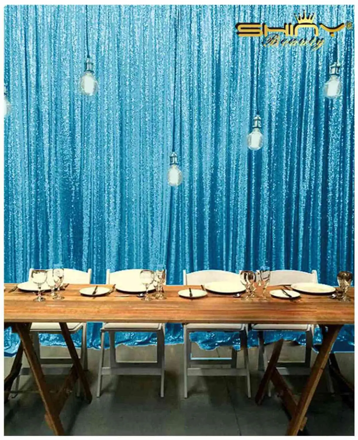 Shinybeauty 2 панели 2X7FT Photo Booth фон Aqua Blue свадебный шторы для дня рождения Decoration-M190820 |