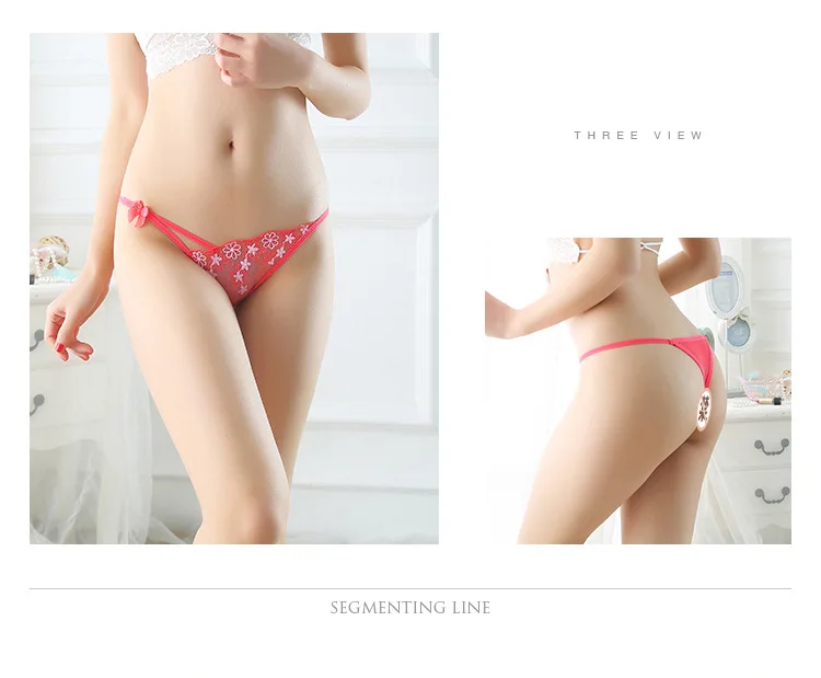 Прозрачное нижнее белье кружевные вышитые стринги с заниженной талией