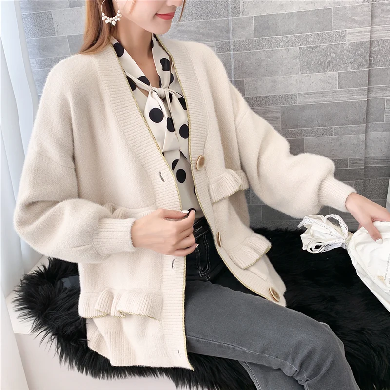 Распродажа, женские Свитера и кардиганы, Feminino Blusas De Inverno Feminina, новинка, 9458 чистый цвет, вязаный кардиган на 70 пуговицах
