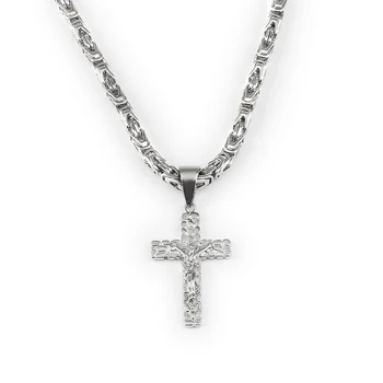

Men's Jesus Cross Pendant Necklace High-Quality Stainless Steel Silver Color Imperial Chain Necklaces Gift for Friend Jewelry