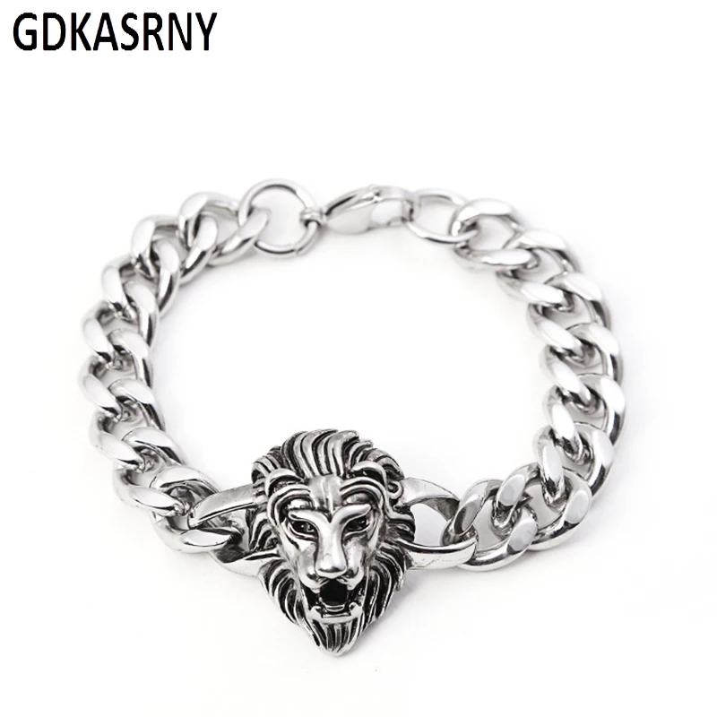 Браслет для мужчин из нержавеющей стали подвеска в виде подвески модные сапоги в панковском стиле, сапоги в подарок ювелирных изделий Браслеты на запястье с львиными головами животных Метрополитен Стиль