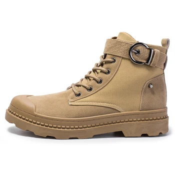 

Winter Autumn Men Canvas Shoes Casual High Top Military Tactical Boots Men Outdoor Fashion Suede Leather Mens Ankle Work Boots