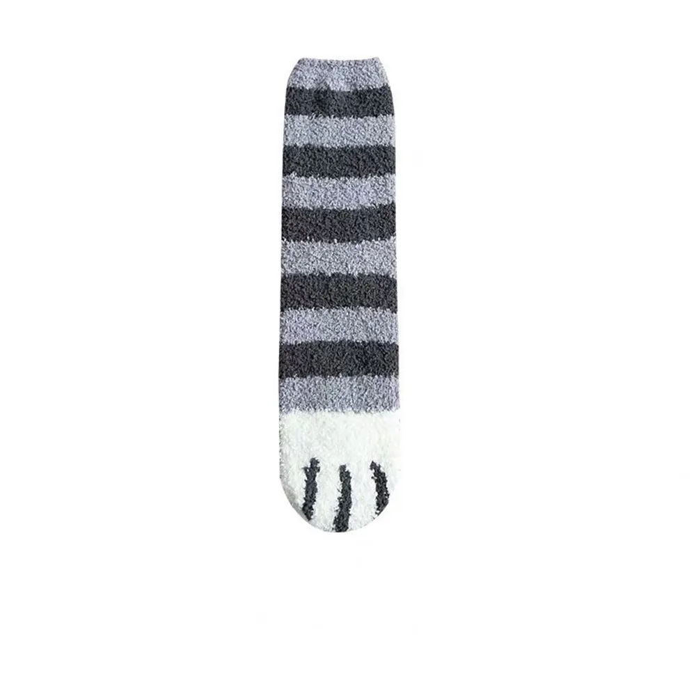 Gray Stripe 1 пара носков для девочек; стильные носки с когтями; зимние теплые пушистые удобные носки для сна; рождественские мягкие носки-тапочки; Рождественский подарок - Цвет: Gray Stripe