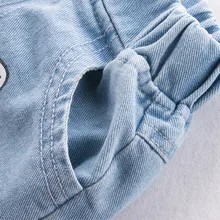 Новинка г.; летние детские джинсовые шорты с принтом в Корейском стиле для мужчин и женщин; детская одежда в стиле лягушки