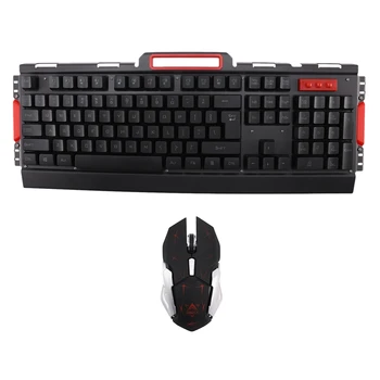 

Wireless Gaming Keyboard Mouse Combo Set Metal Panel Game Gamer 2.4Ghz 2400 Dpi For Home Office Computer Smart Tv Laptop.