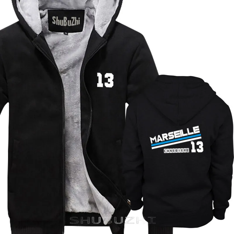 thick black Теплое пальто MARSEILLE-Canebiere 13 om-Taille толстовка с капюшоном Осень-зима брендовый пуловер для мужчин хлопок человек толстовка sbz5352 - Цвет: thick black