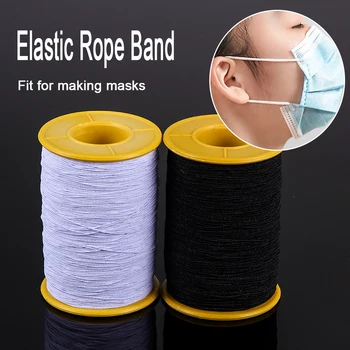 

100m/roll 0.5mm Elastic Cords Face Mask Ear Hanging Band Stretchy Thread Rope Black White DIY Face Masks Rope Sewing Accessories