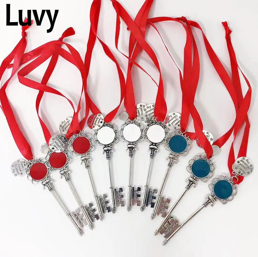 

Wholesale 125pcs/lot Santa Magic Key Monogram Christmas Magic Key Holiday Decoration Xmas Tree Ornament