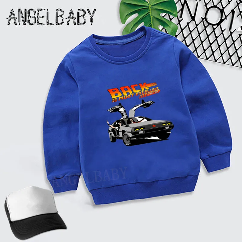 DMC Delorean/Детские толстовки с капюшоном «снова в будущее» детские осенние Топы, хлопковая одежда для малышей свитер для мальчиков и девочек, KYT2260 - Цвет: 2260E-Blue
