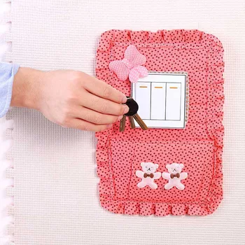 

Fabric Switch Stickers Pastoral Pocket with Decorative Cover Cell Phone Charging Socket Holder Protection Cloth K3319