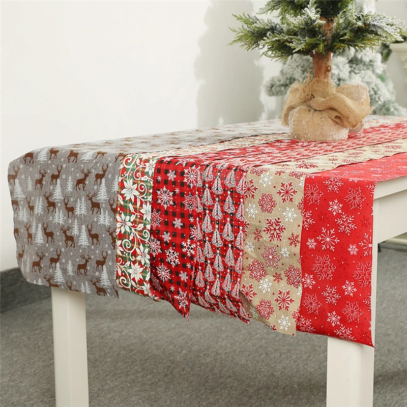 

Christmas Table Runner Rectangular Dining Table Flag Runner Printed Xmas Tree/Snowflake Table Cover for Home Wedding Party Decor