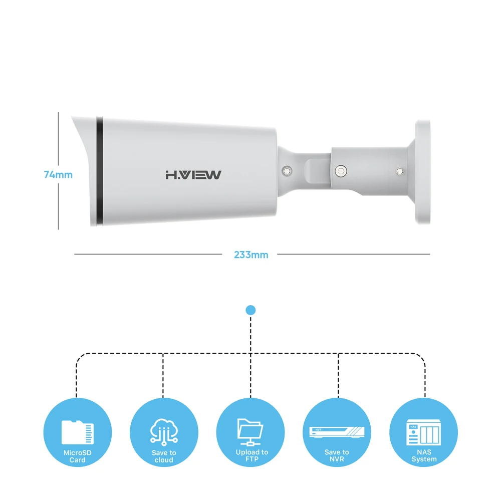 H.View 4K 8MP Poe Ip Camera H.265  5X Optical ZOOM Bullet Outdoor Waterproof CCTV Security Surveillance Camera For Poe Nvr Onvif