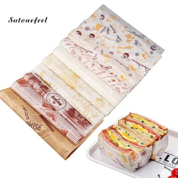

100PCS Wax Paper for Sandwich Foods Wrapping Baking Grease Paper Wrapping Paper For Burger Fries Barbecue Oil Paper