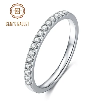 

GEM'S BALLET Half Eternity Moissanite Band Ring Sterling 925 Silver Stacking Band Rings For Women Wedding Jewelry