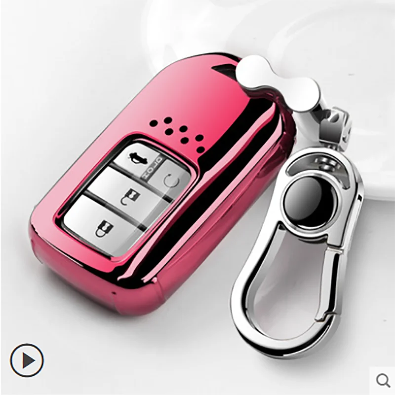 pink Дистанционный смарт-чехол для ключей, чехол для Honda, подходит для Civic, для HR-V, CRV, Odyssey Accord, 2013-, ТПУ, черный, автомобильный стиль - Название цвета: pink