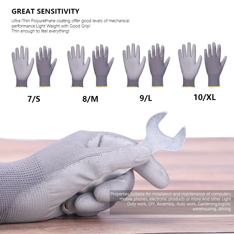 Garden Work Gloves Security Protection Gloves ECO White Polyester PU Glove For Industrial Gardening Automotive Transportation electric pruning shears