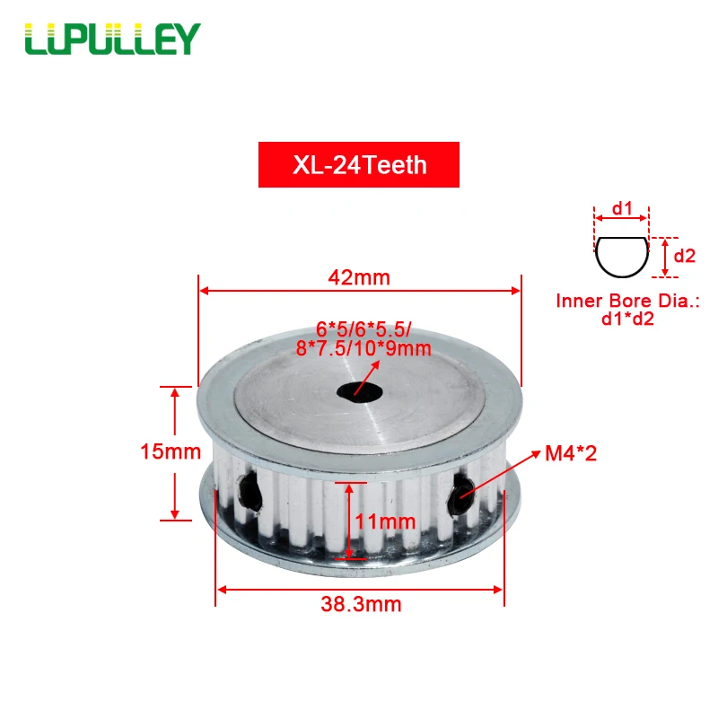 LUPULLEY XL 24T D Форма отверстия зубчатый шкив Диаметр отверстия.: 6x5/6x5,5/8x7,5/10x9 мм ширина 11 мм XL 24T шкивы лазерная машина
