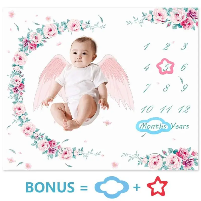 

New Baby Blanket Newborn Swaddle Stroller Bedding Wrap Photo Background Cloth Monthly Growth Number Photography Props