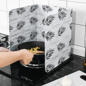 

1pc Oil Barrier Stove Cooking Heat Insulation Anti Splashing Oil Baffle Kitchen Utensils Supplies Aluminum Foil Oil Block