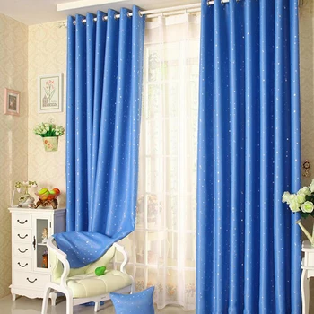 

Shiny Stars Blackout Curtains For Kids Child Bedroom Korean Style Window Voile Tulle Curtains For Living Room