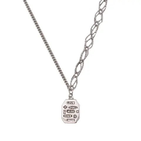 925 Steamp Necklace Fashion Vintage Hip Hop Rock Party Creative Octagonal Square Card Jewelry Gifts Wholesale