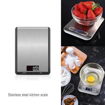 

Stainless Steel Digital USB Kitchen Scales 10kg/1g Electronic Precision LCD Display Tempered Glass Surface Touch Screen