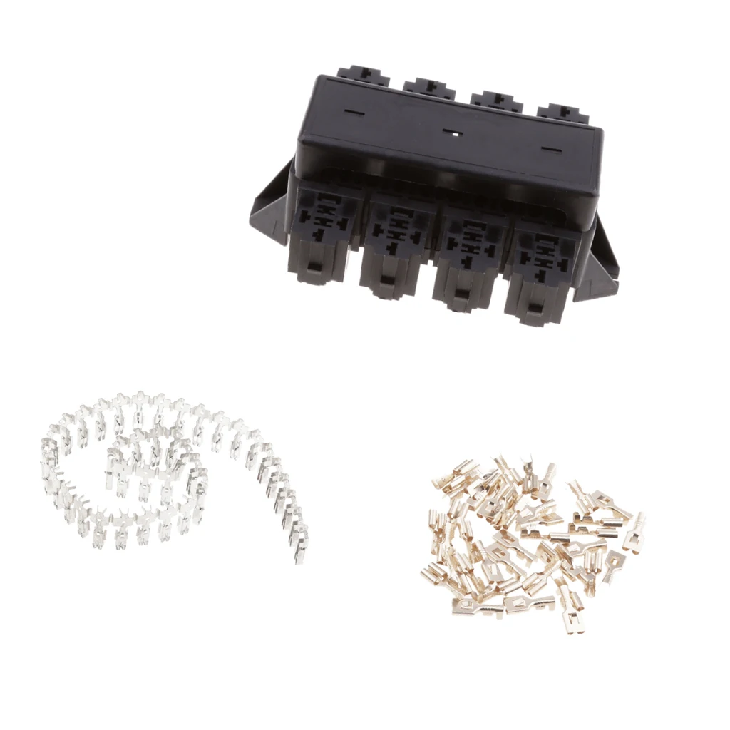 20 Way Circuit Blade Fuse Box Block 8 Relay Holder Spade Terminals Set