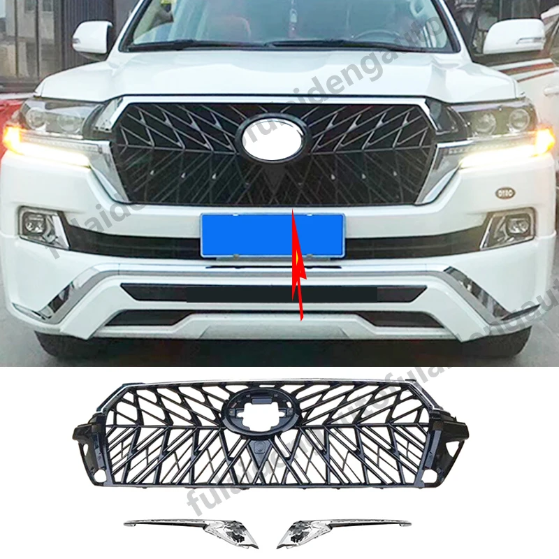Для Toyota Land Cruiser- FJ200 LC200 ABS яркая черная Передняя решетка решетки отделка автомобиля Стайлинг
