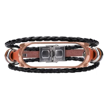 

Original Brand New Stylish Leather Beaded Bracelet Strap For Xiaomi Mi Band 4 Wristband Fitness Bracelet Woven Watch Strap #10