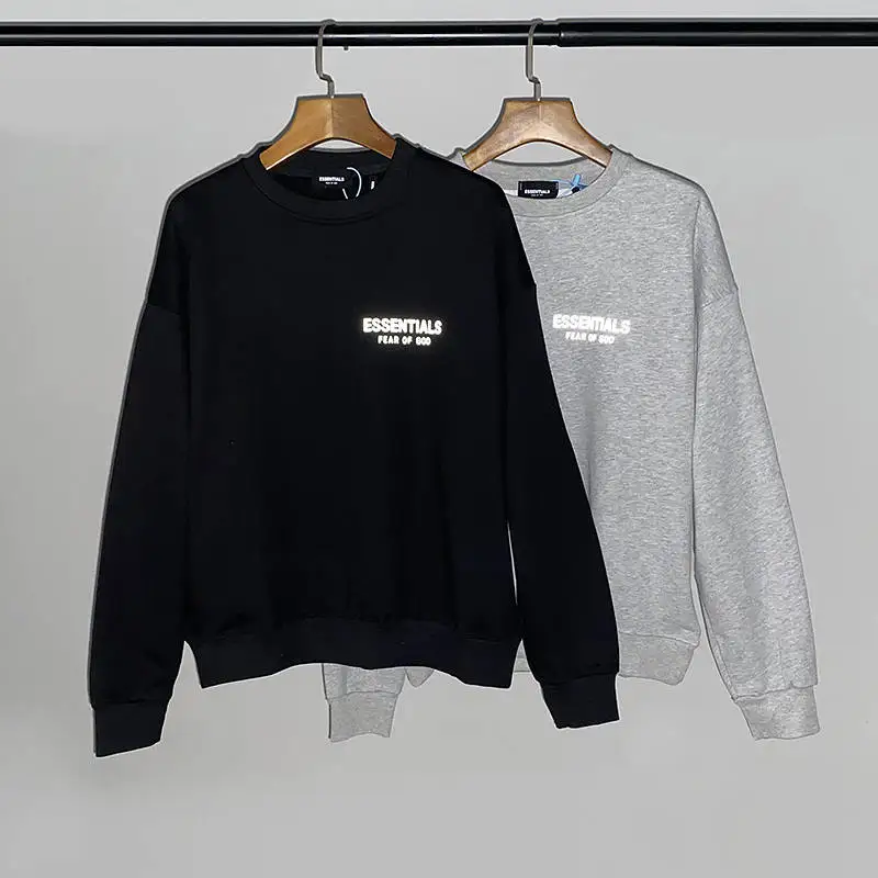 

Essentials Sweatshirt Men Women 3M Reflective Simple Style Pullover Sweatshirts