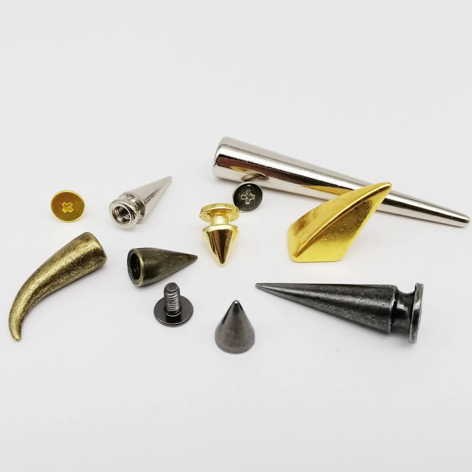 Metal Studs 10 sets Decor Punk Bullet Sharp Spike Cone Screw Back Rivet Stud for DIY Leather Bag Belt Clothes Jacket Shoes
