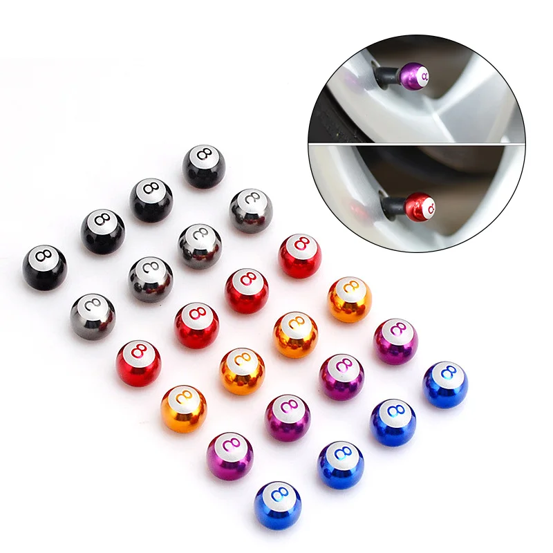 

4Pcs/Set Number 8 Round Ball Car Tire Valve Stem Caps Aluminum Alloy Anti-Leakage Tire Valves Tyre Car-Styling Parts Accessories