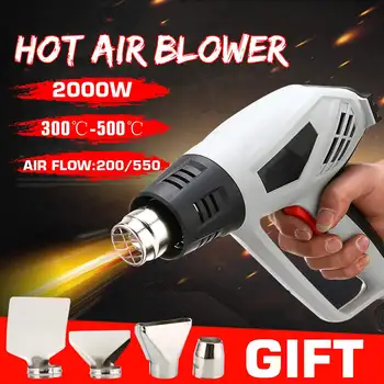 

2000W Hot Air Blower Heat Guns 2 Adjustable Temperature Electric Hot Air Guns with 4 Nozzle Attachments Power Tool EU Plug