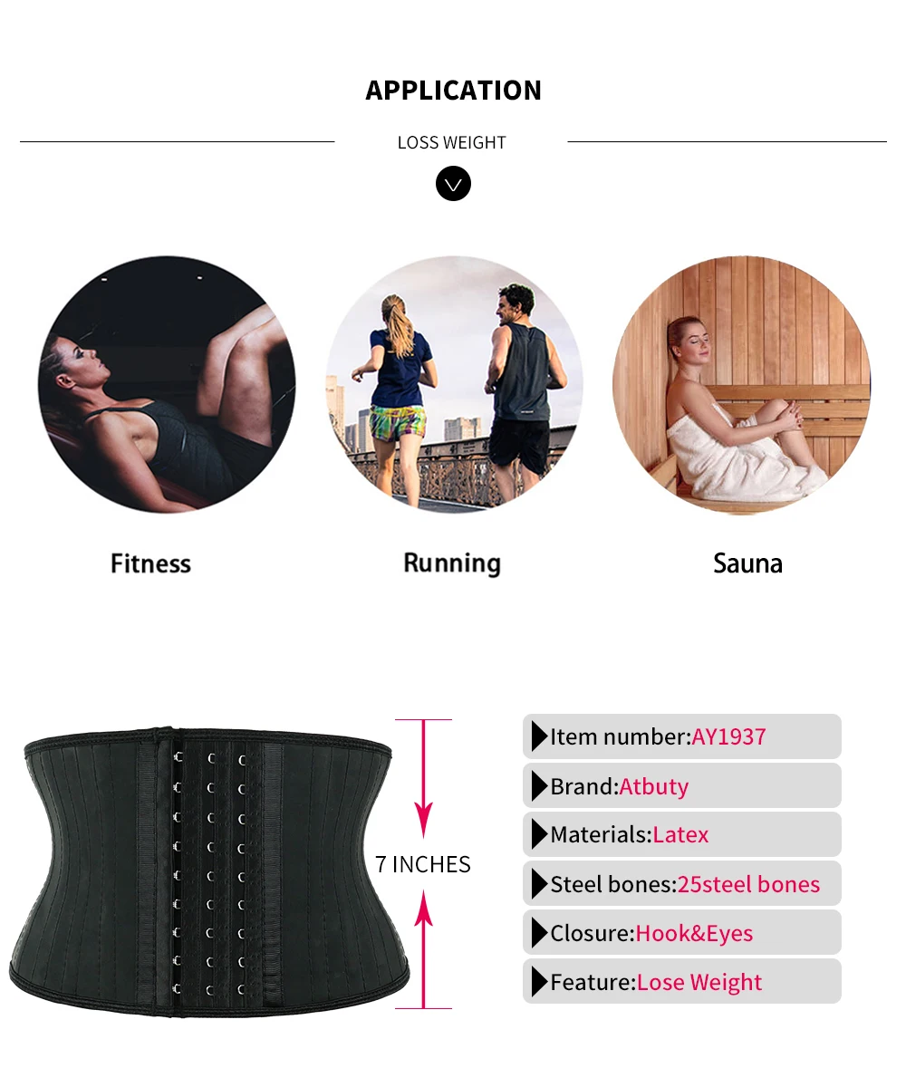 NB1943B-5 Atbuty Shorter Torso Waist Trainer 25 Steel Bones Corsets Small Waist Shaper Underbust Slimming Tommy Control (4)