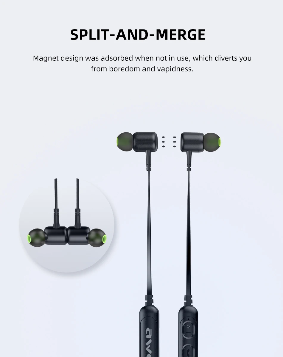 AWEI G20BL/G30BL Neckband HiFi Wireless Bluetooth-compatible Earphones Earbuds Noise Cancelling Stereo Deep Bass For Phone