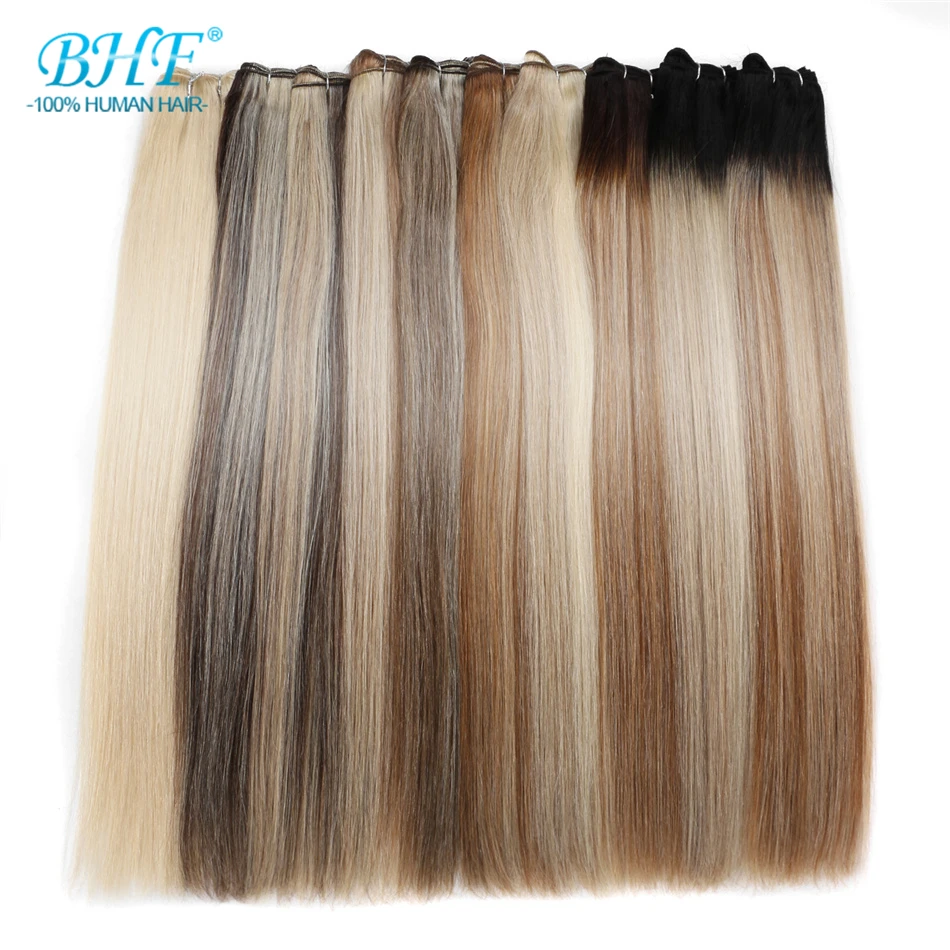  BHF 100% Human Hair Weaves Straight Russian Machine Made Remy Natural Hair Weft 1piece 100g 18