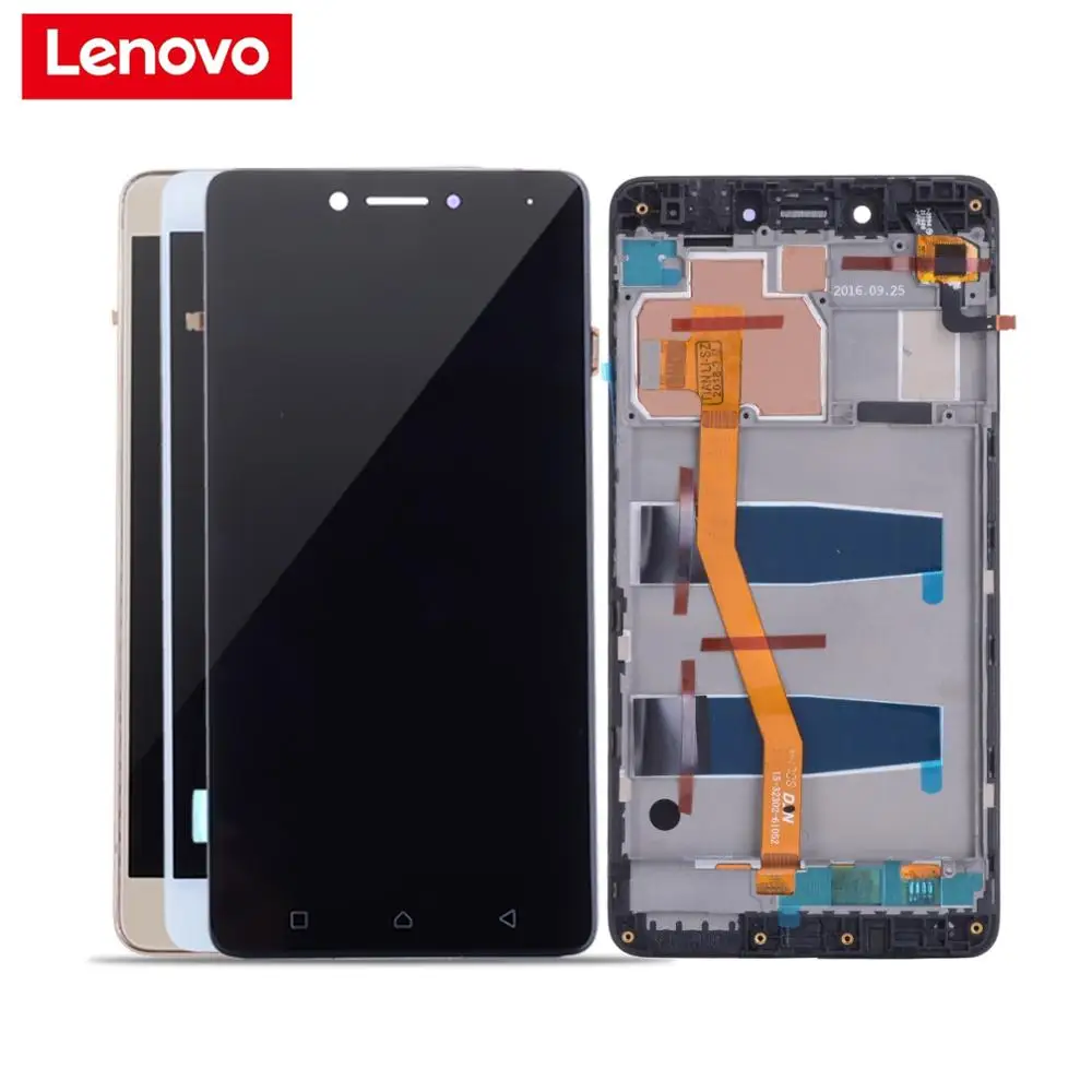 Продажа Дисплей для Lenovo K6 Note k53a48 font b LCD b font в сборе с тачскрином на рамке Оригинал черный белый золотой