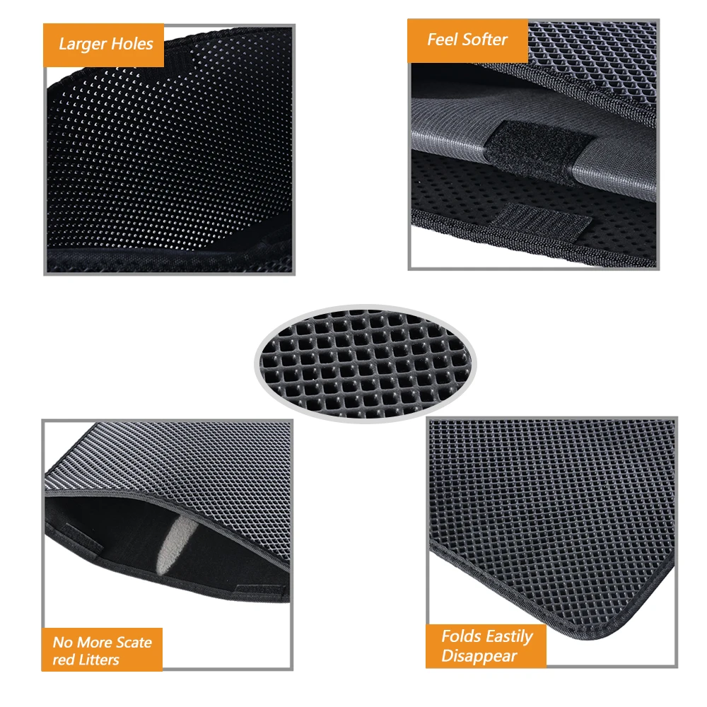 Waterproof Cat Litter Mat Pad Black Grey Cats Litter Trapper Double Layer Nonslip EVA Protect Floor Feeding Mats dog blanket