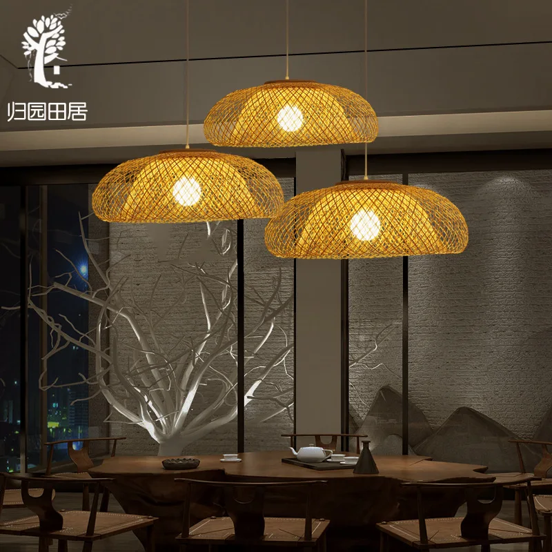

Creative Cool New Chinese Style Bamboo Weaving Chandelier Restaurant Light Zen Lamps Hotel Bed & Breakfast in the Lobby Lights C
