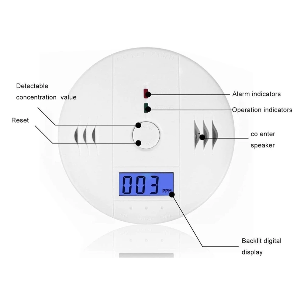 

Free Shipping!LCD CO Sensor Work alone Built-in Siren Sound Independent Carbon Monoxide Poisoning Warning Alarm Detector