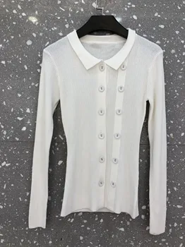 

2020 summer new women double breasted knitted sweater pullover female bottoming sweater jumpers 2 color tutu