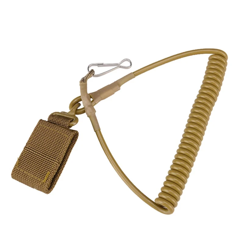 

New Sling Tactical Pistol Elastic Lanyard Spring Retention Rope Keychain Camping Hiking Outdoor Tools